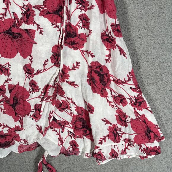 Free People Size S French Quarter Ivory Floral Print Wrap Mini Dress Bohemian - Picture 7 of 14